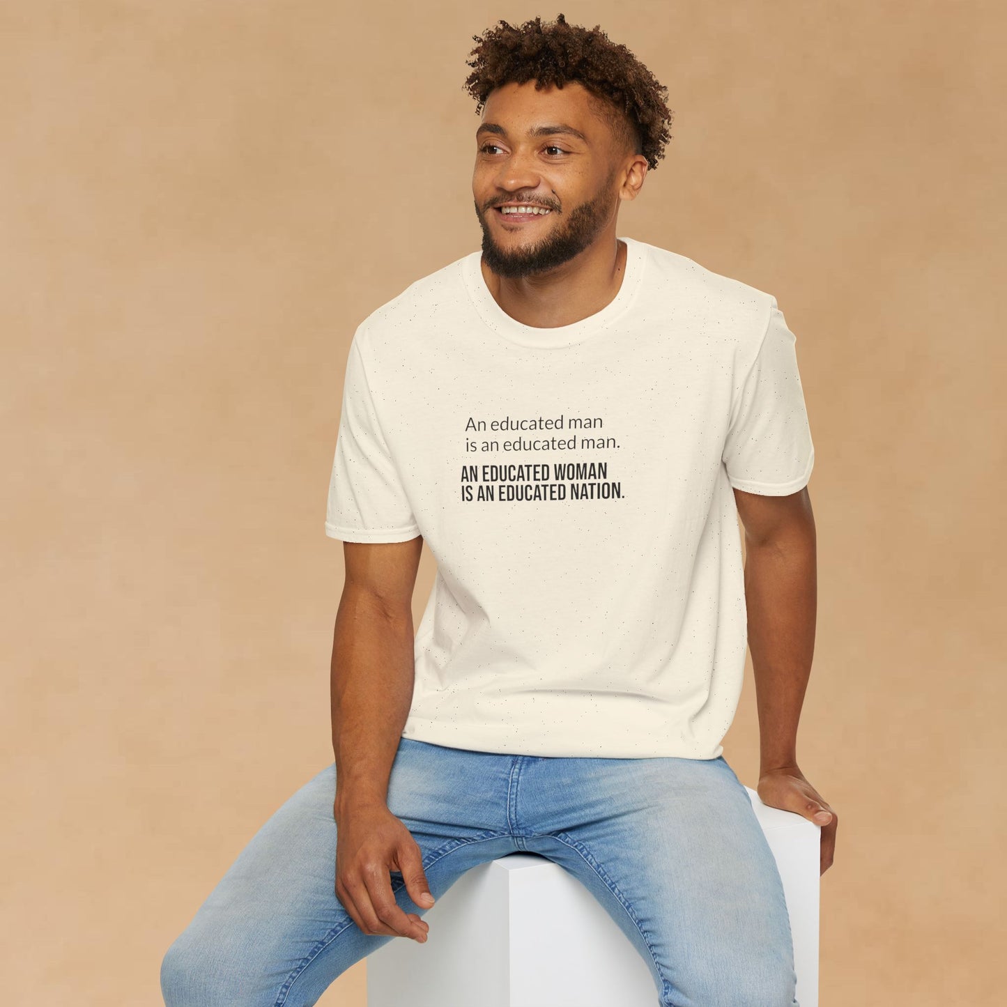 Educated Woman, Educated Nation - Unisex T-Shirt [Black Font]