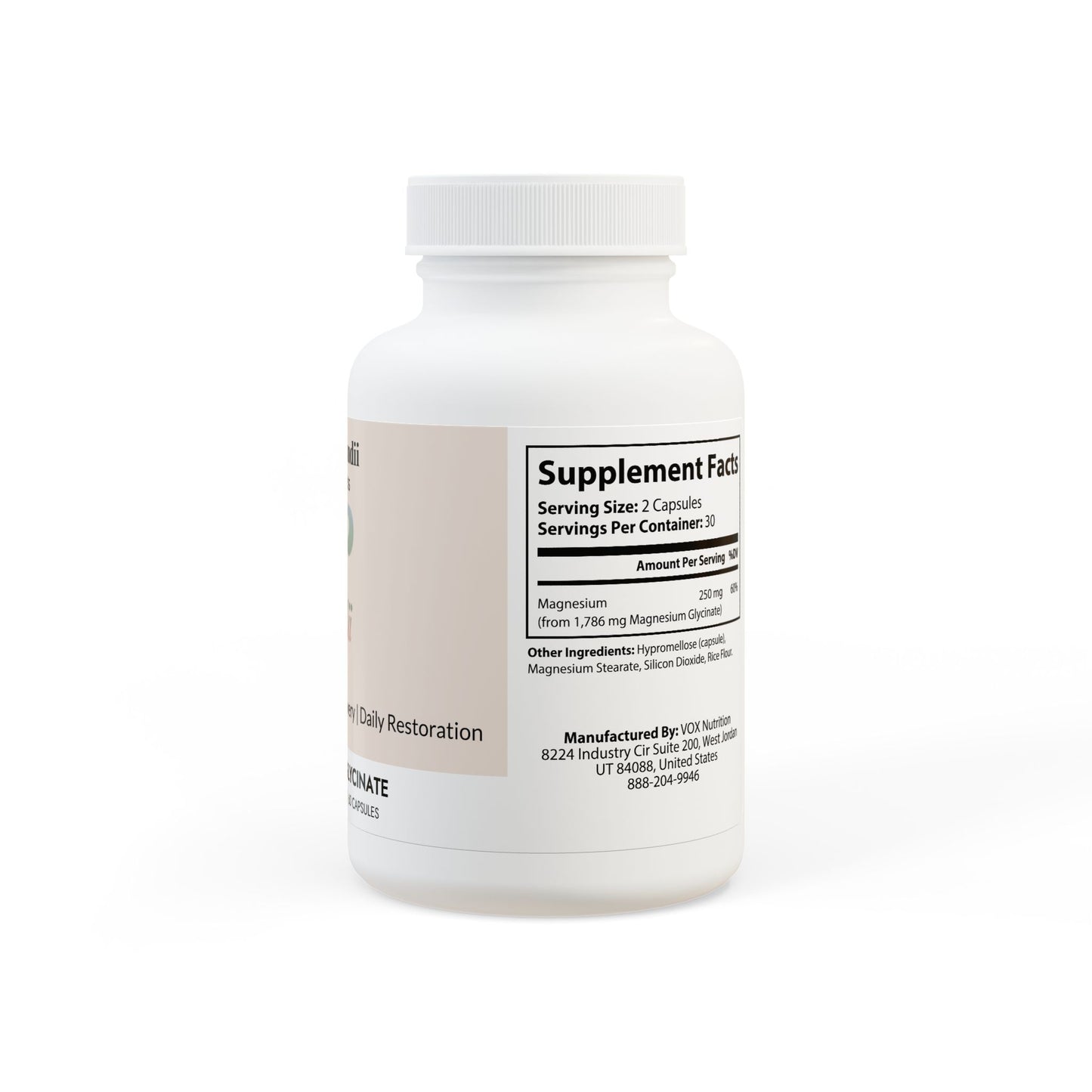 GlamCandii Magnesium Glycinate Supplement (60 Capsules)