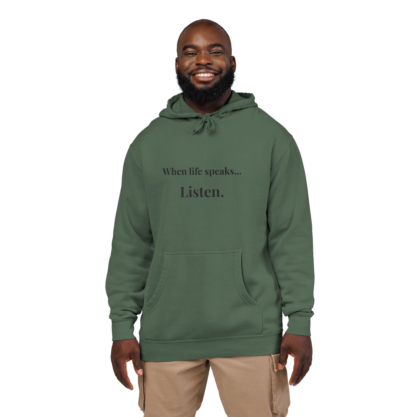 "When life speaks... Listen." - Unisex Pigment-Dyed Hoodie