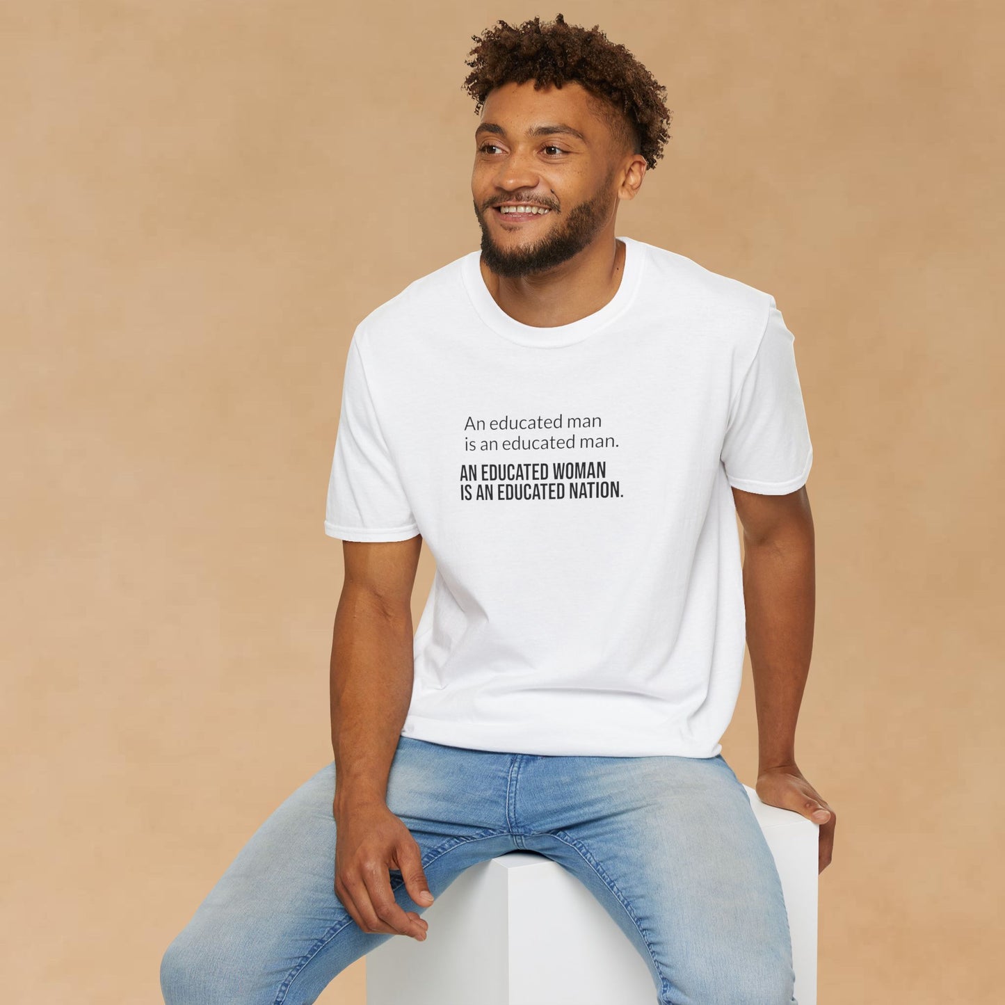 Educated Woman, Educated Nation - Unisex T-Shirt [Black Font]