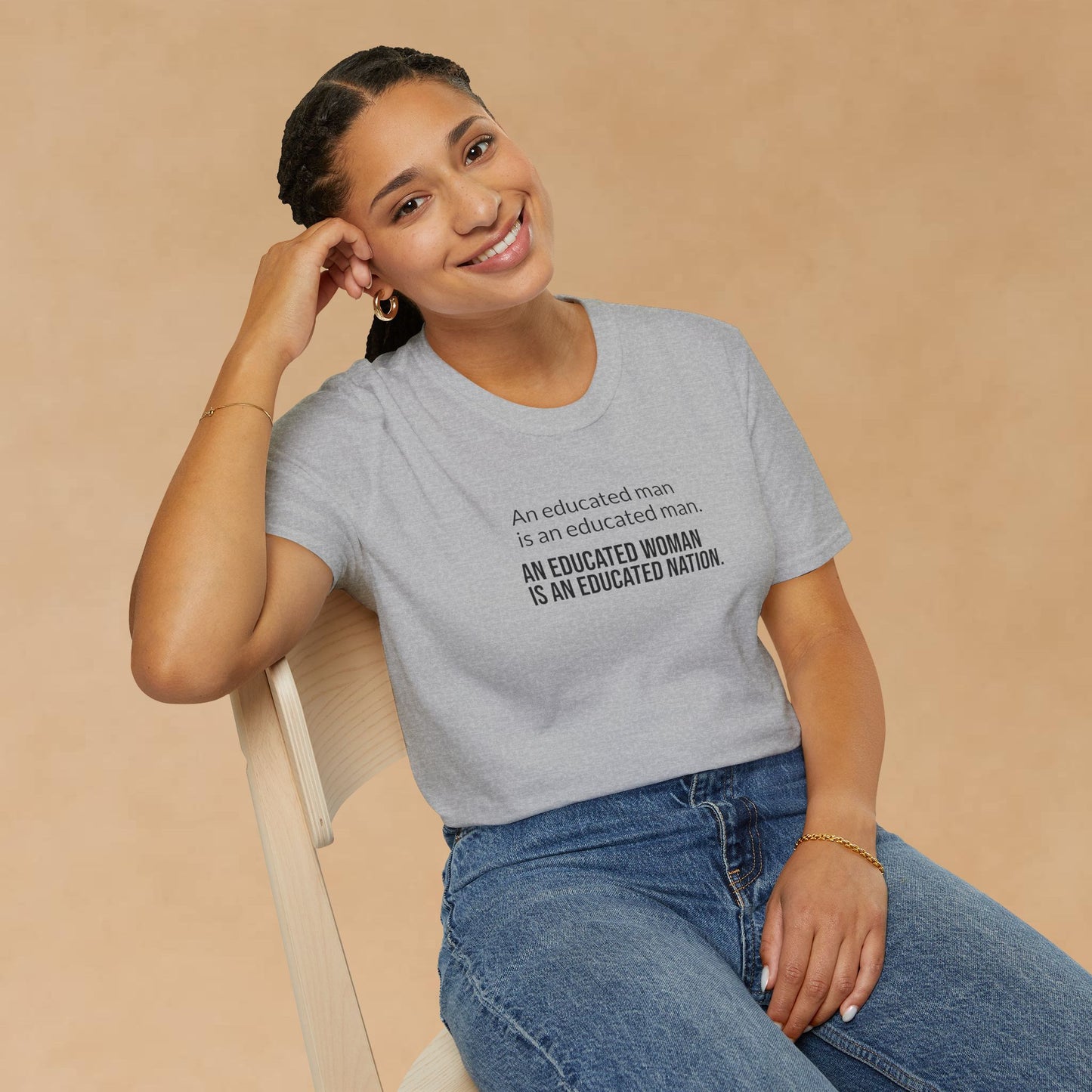 Educated Woman, Educated Nation - Unisex T-Shirt [Black Font]