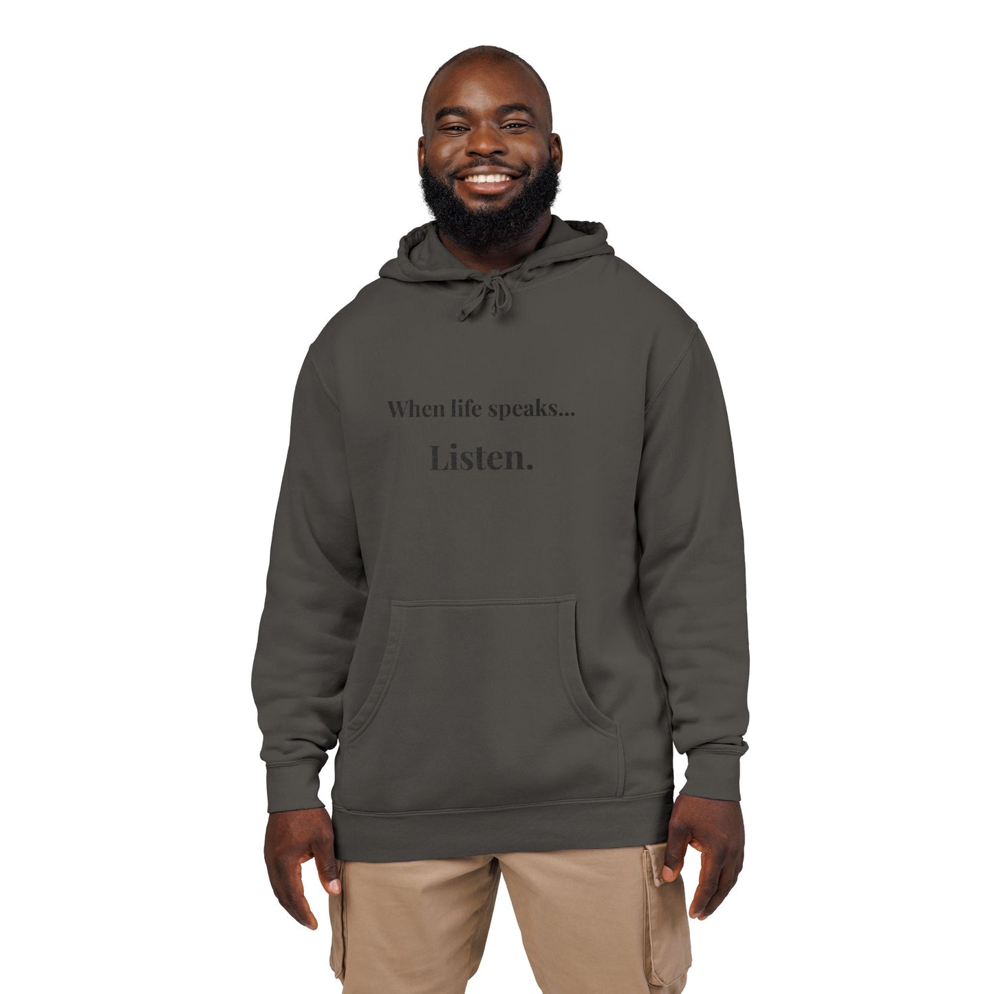 "When life speaks... Listen." - Unisex Pigment-Dyed Hoodie