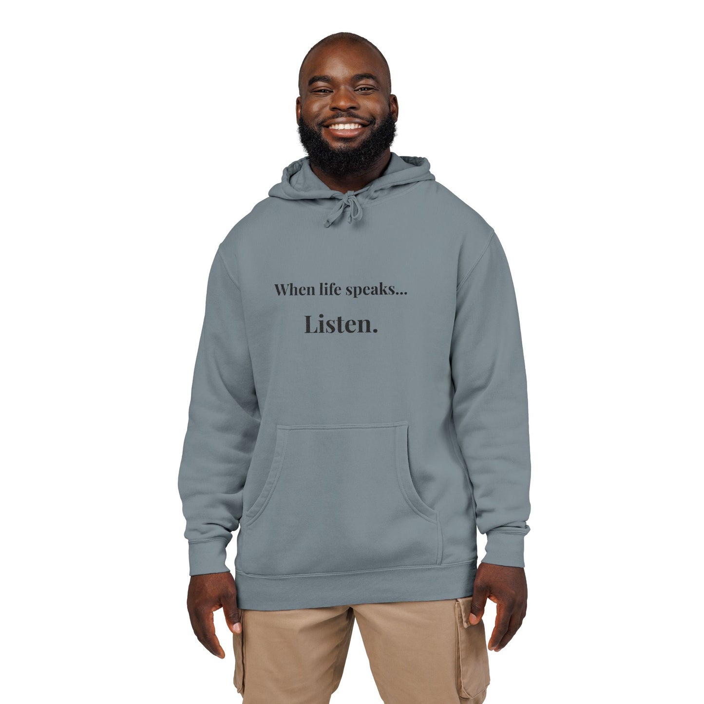 "When life speaks... Listen." - Unisex Pigment-Dyed Hoodie
