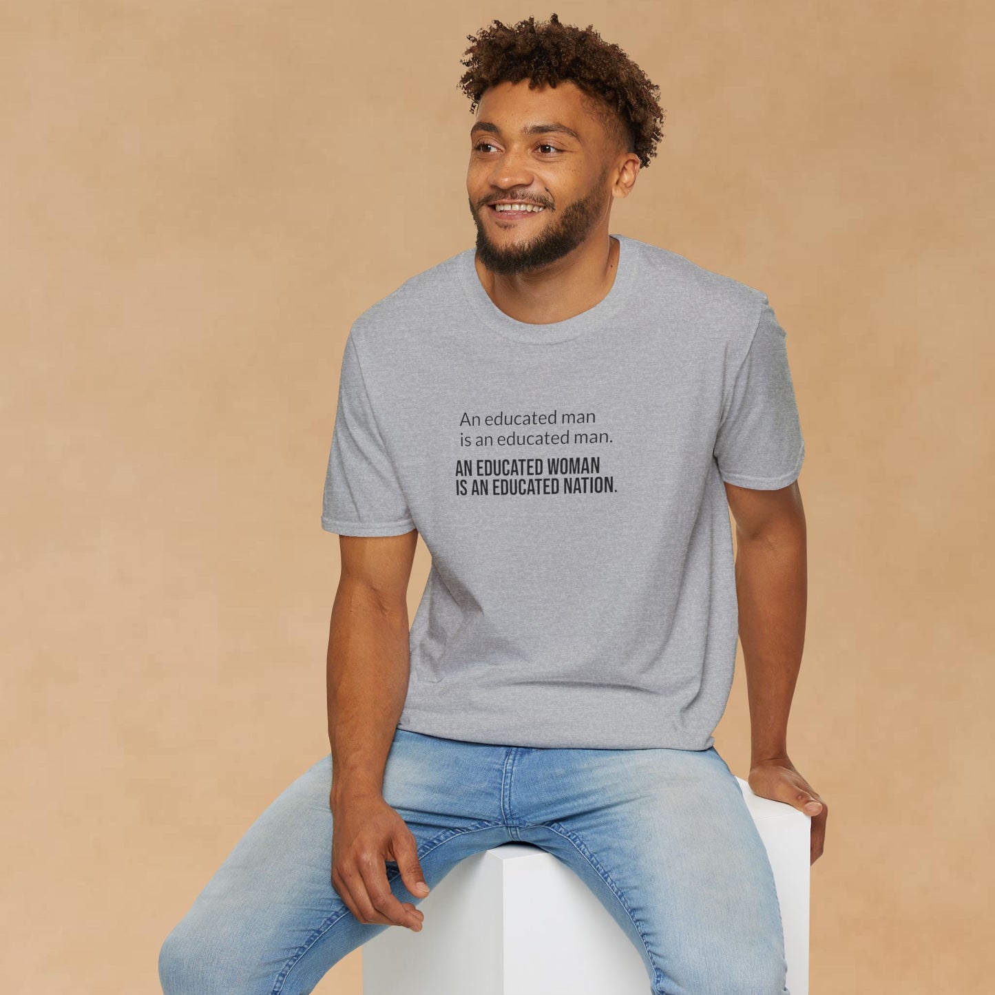 Educated Woman, Educated Nation - Unisex T-Shirt [Black Font]