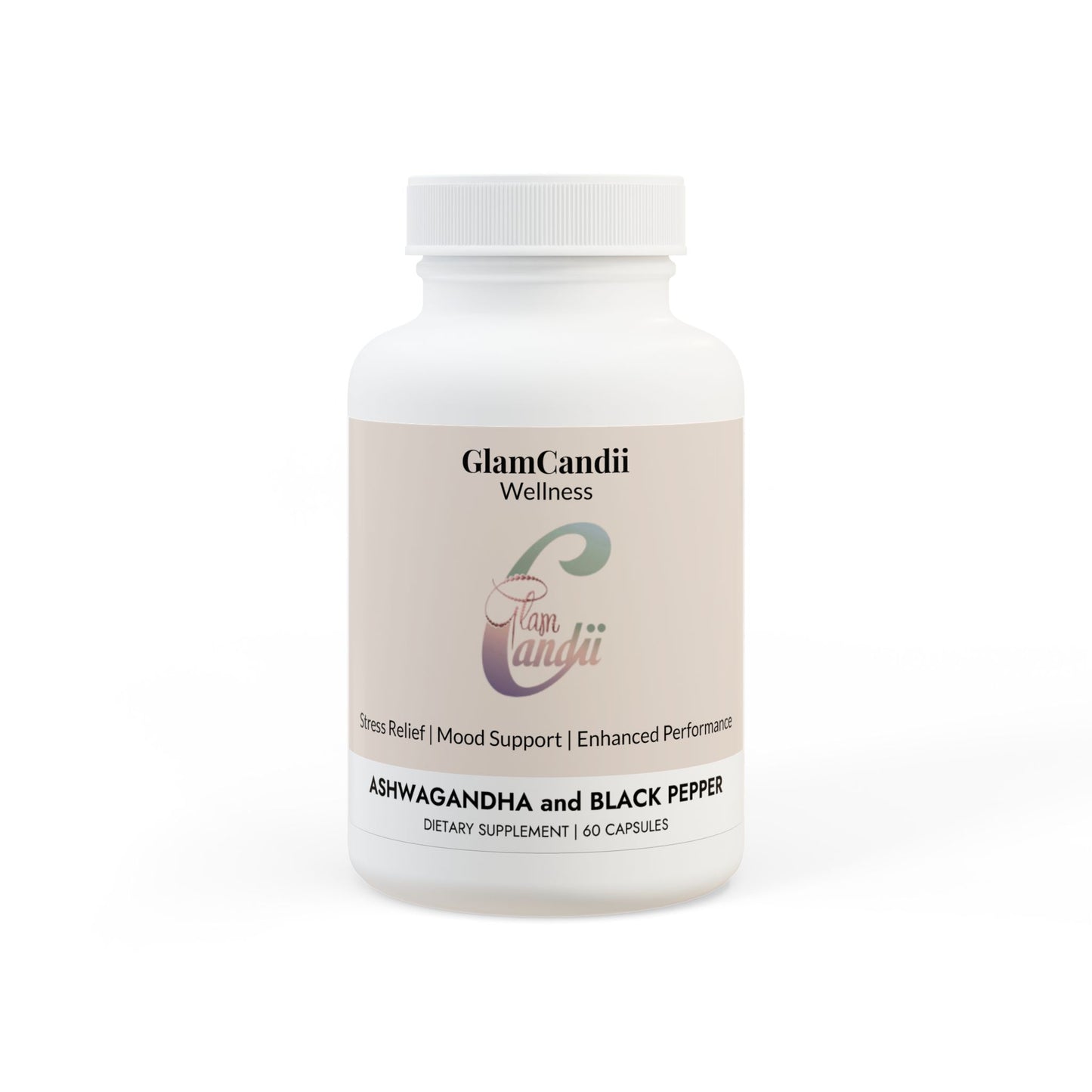 GlamCandii Ashwagandha and Black Pepper Supplement (60 capsules)