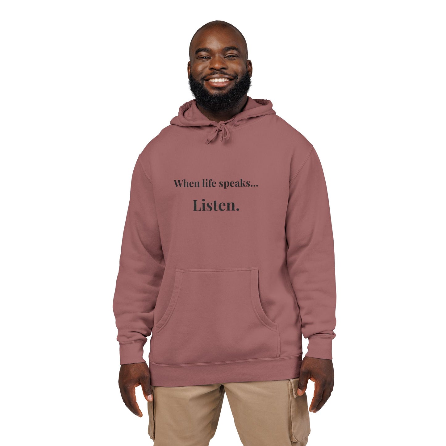 "When life speaks... Listen." - Unisex Pigment-Dyed Hoodie